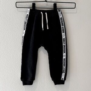 Harley-Davidson Kids Black Joggers with White Logo Stripes Size 24M‎